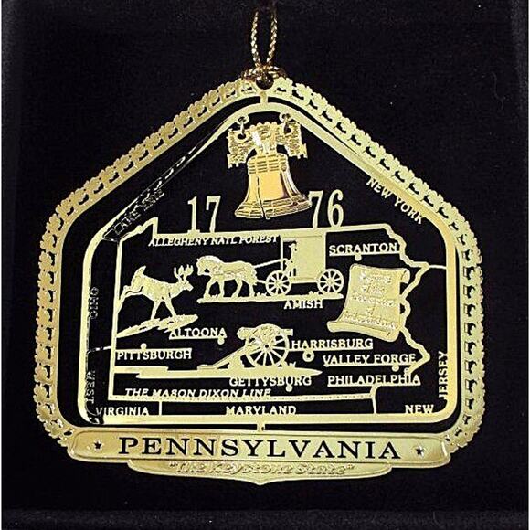 Pennsylvania State Brass Ornament - Liberty Bell, Pittsburgh, Philadelphia - Picture 4 of 7
